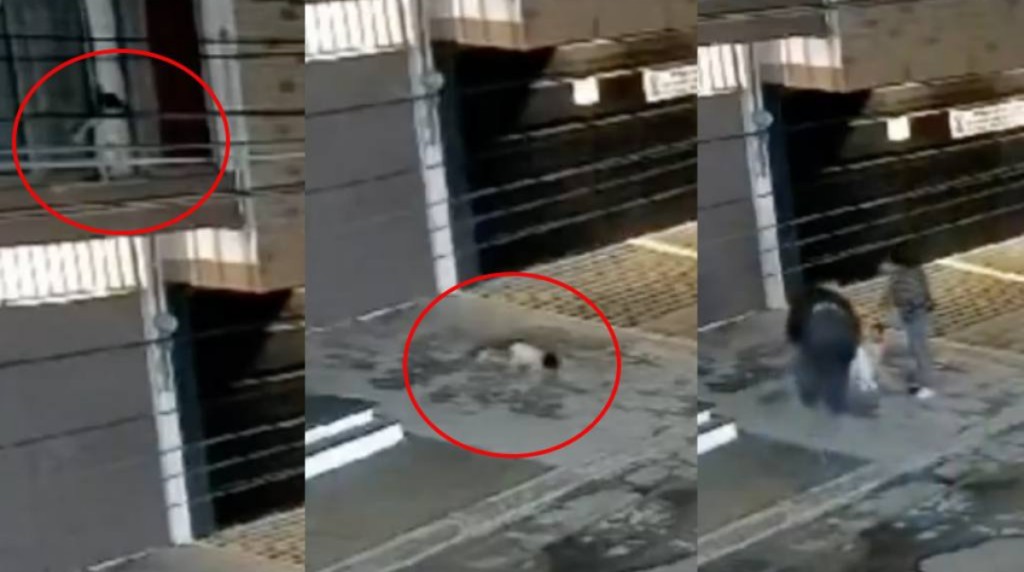 Bebé cae desde el segundo piso de su casa