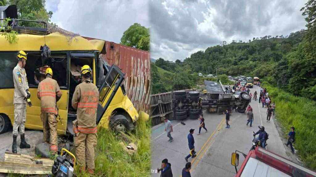 Fatal accidente entre microbús y tráiler deja víctimas mortales