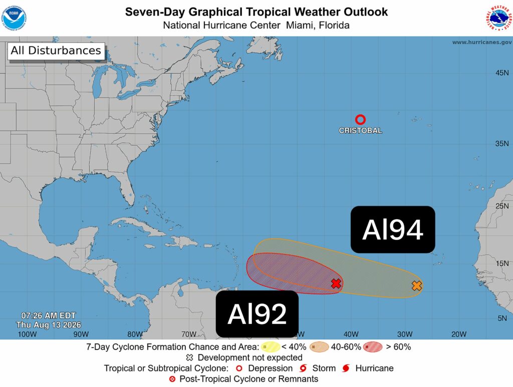 Dos sistemas avanzan hacia el Caribe mientras Cristóbal se disipa