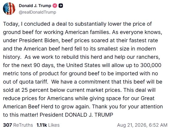 Mensaje trump carne molida