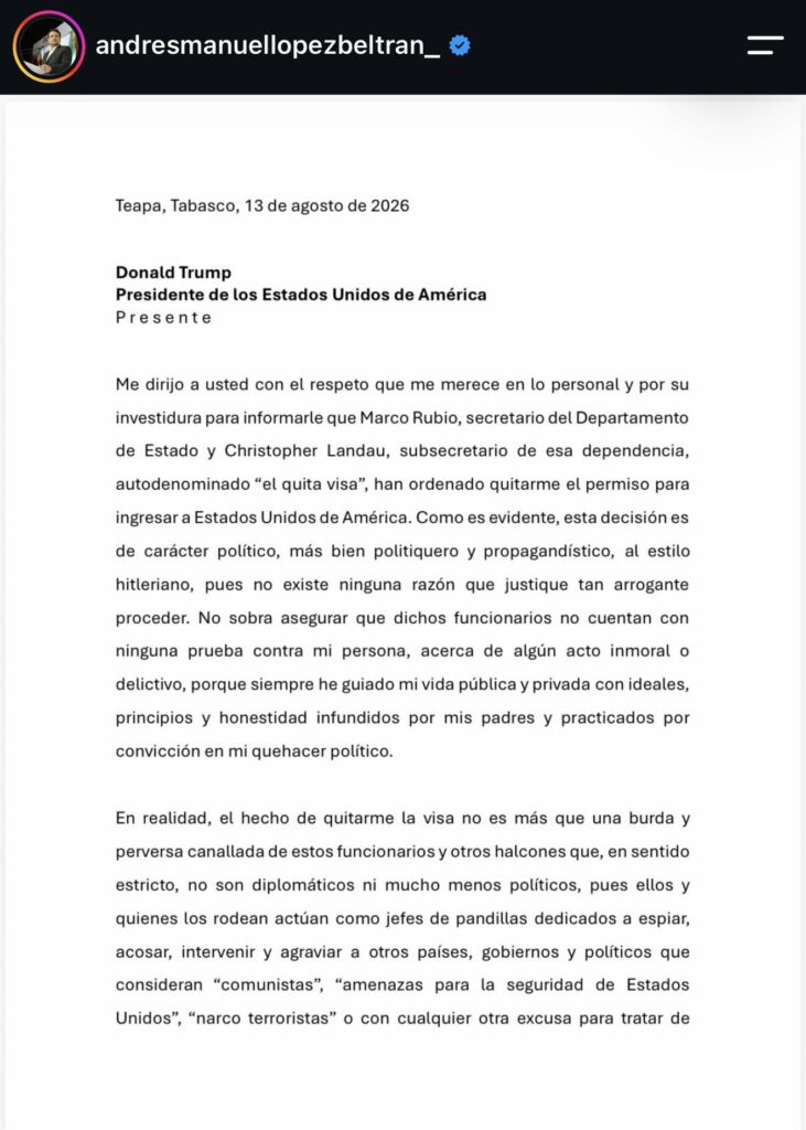 carta hijo de lopez obrador