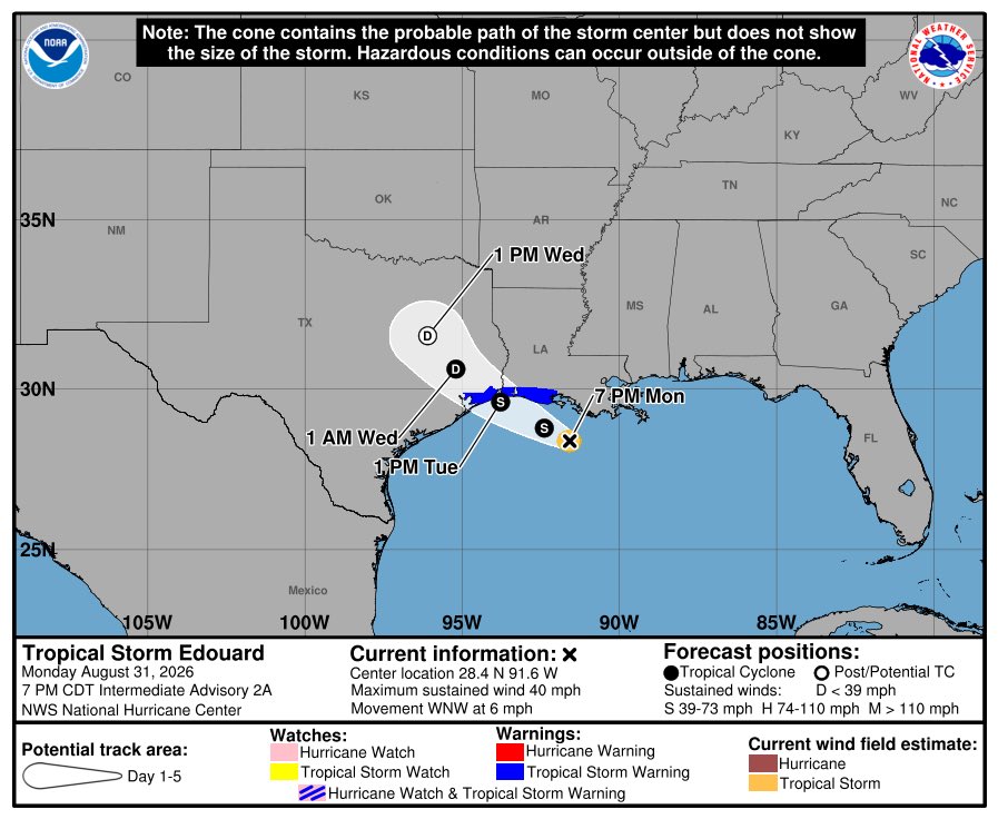 Alerta máxima- Edouard amenaza Texas y Luisiana y podría convertirse en huracán