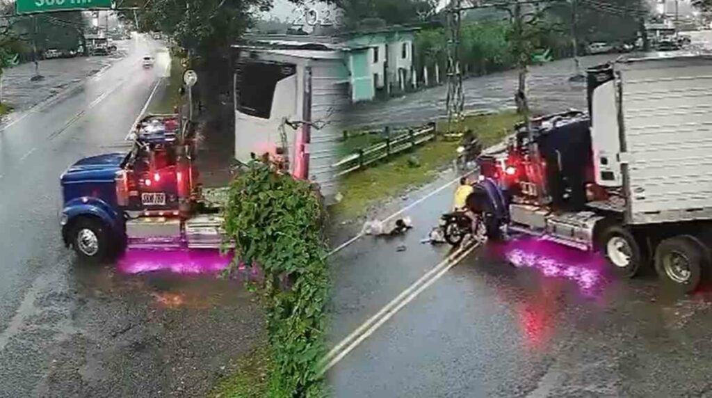 Familia que iba en moto se estrelló violentamente contra un tráiler
